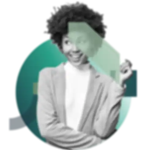 A black and white photo of a smiling woman with an afro